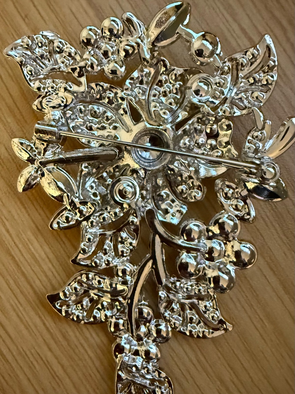 Crystal Floral Brooch - Silver-Tone Sparkle - Picture 3 of 4